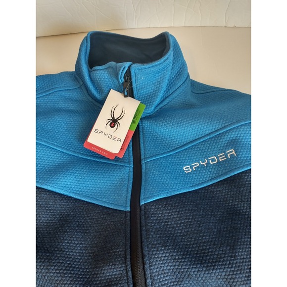 Spyder Encore Fleece Jacket - Men's Large Full-Zip OMSP178 - Electric Blues - Picture 2 of 5